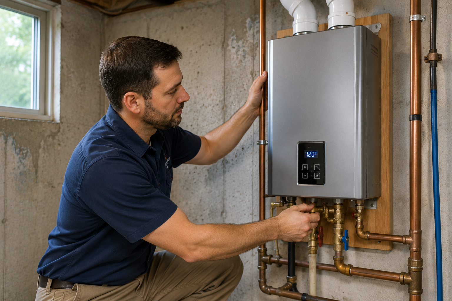Wall-mounted tankless water heater